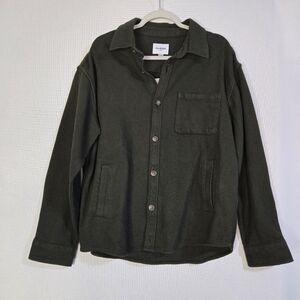 GOODFELLOW & Co Men's Size L Khaki Green Standard Fit Flannel Button-Up Shirt